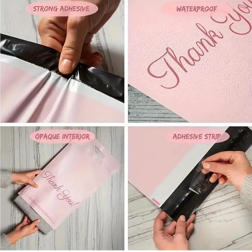 Set of 10 Pink “Thank You” Self Sealing Shipping Poly Mailers for Small Business